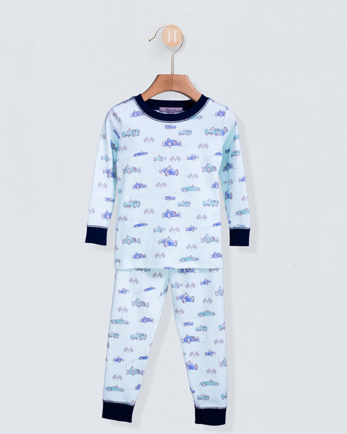 Pima Blue Racecars 2-Piece Pajama